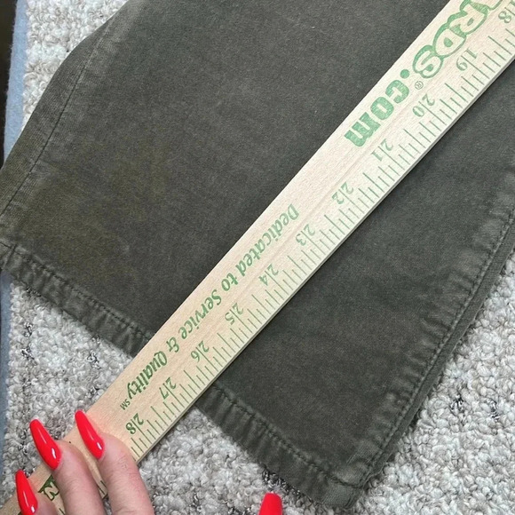Free People In My Feelings Velvet Pants Green Bootcut Side Zipper Boho Casual - Picture 8 of 8